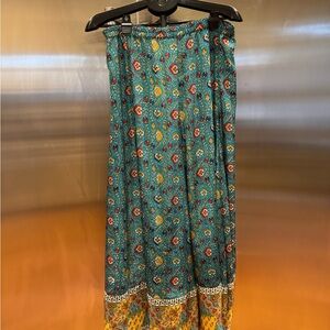 Soft Surroundings Teal and Yellow Maxi Skirt